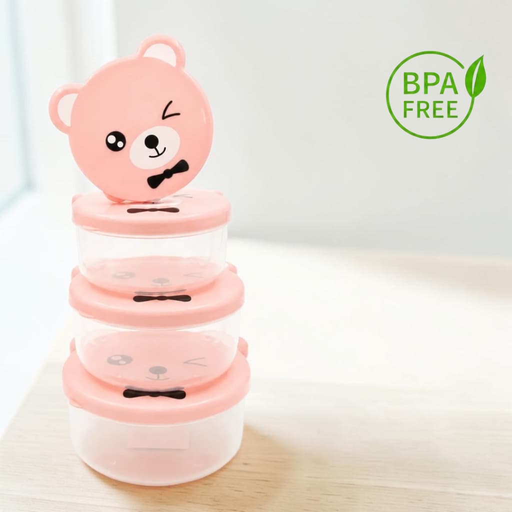Pote Lanche Marmita Fofo Bicho BPA Free Infantil Adulto - Conjunto 4pc