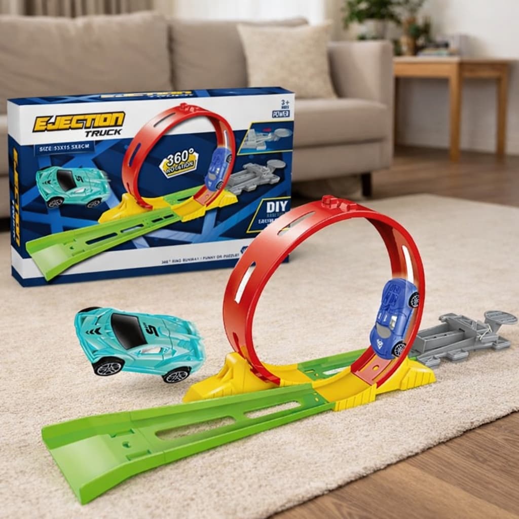 Pista Carrinho Com Lançador Brinquedo Infantil De Montar 360º
