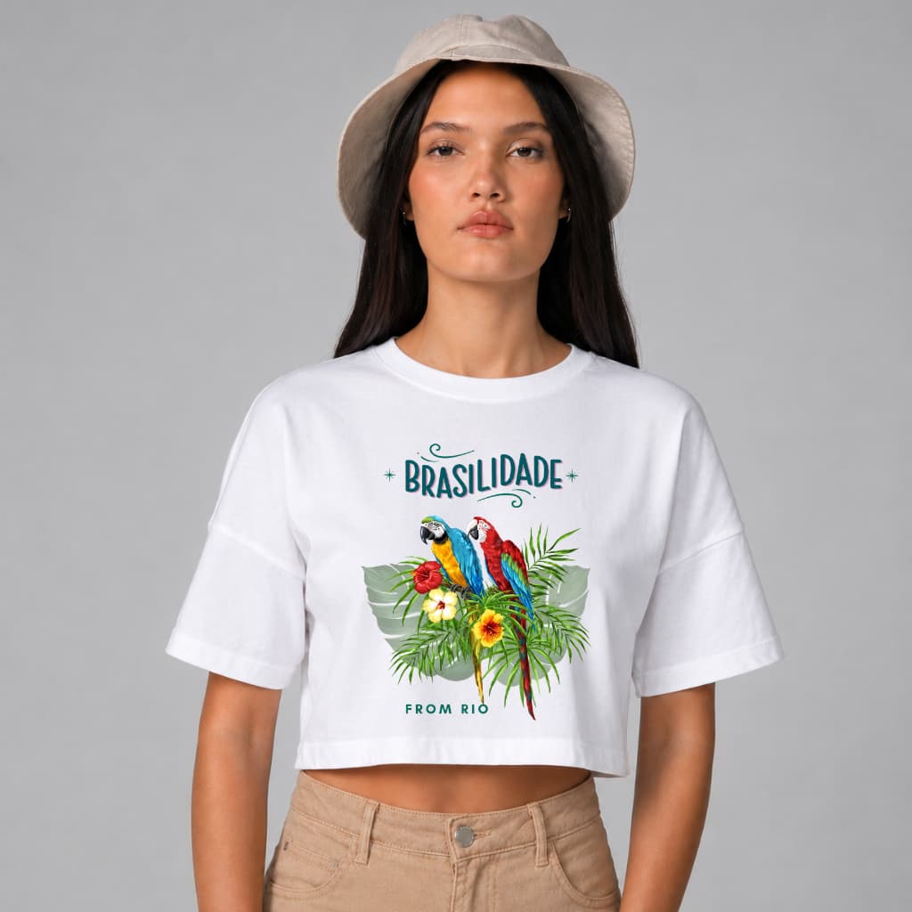 Cropped Oversized Feminino Rio Algodão Estampa Streetwear Moda Estilosa T-shirt Lançamento 2026