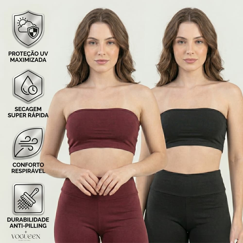 KIT 3 Top Faixa Tomara que Caia Cropped Sem Bojo Forrado Varias Cores Conforto e Sustentação