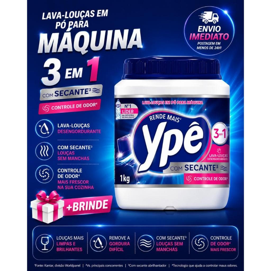 Ypê Lava-Louças em Pó 1kg Com Secante