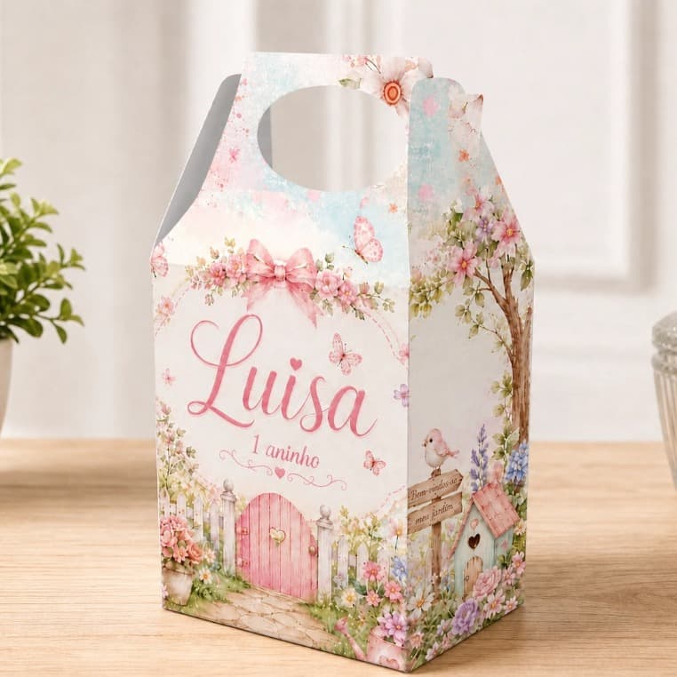 Maletinhas Jardim Encantado Lembrancinha Personalizada - Festa Infantil Menina - Chá de bebê Piqueniques Mesversário