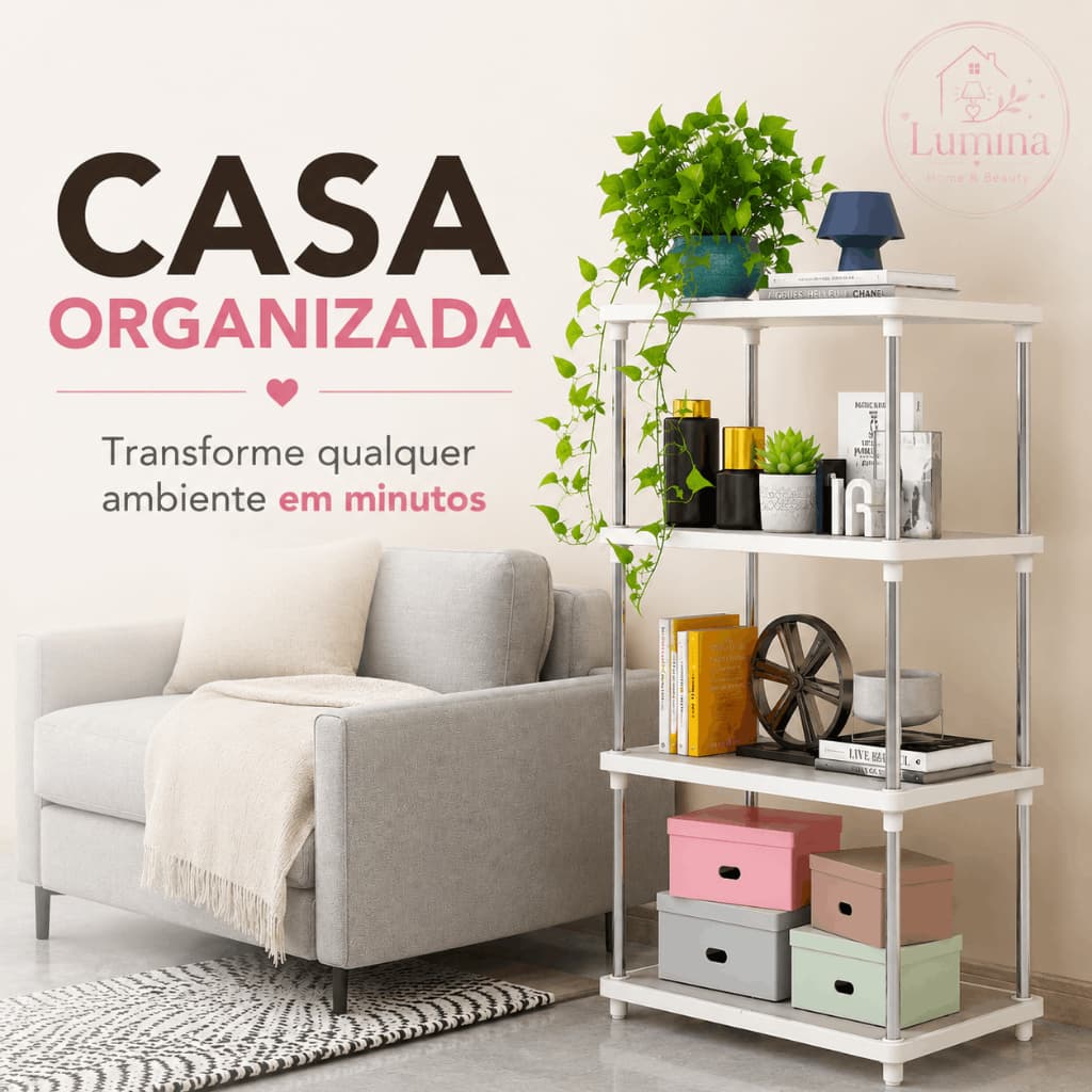 Estante Organizadora Multiuso 4 Prateleiras – Branca