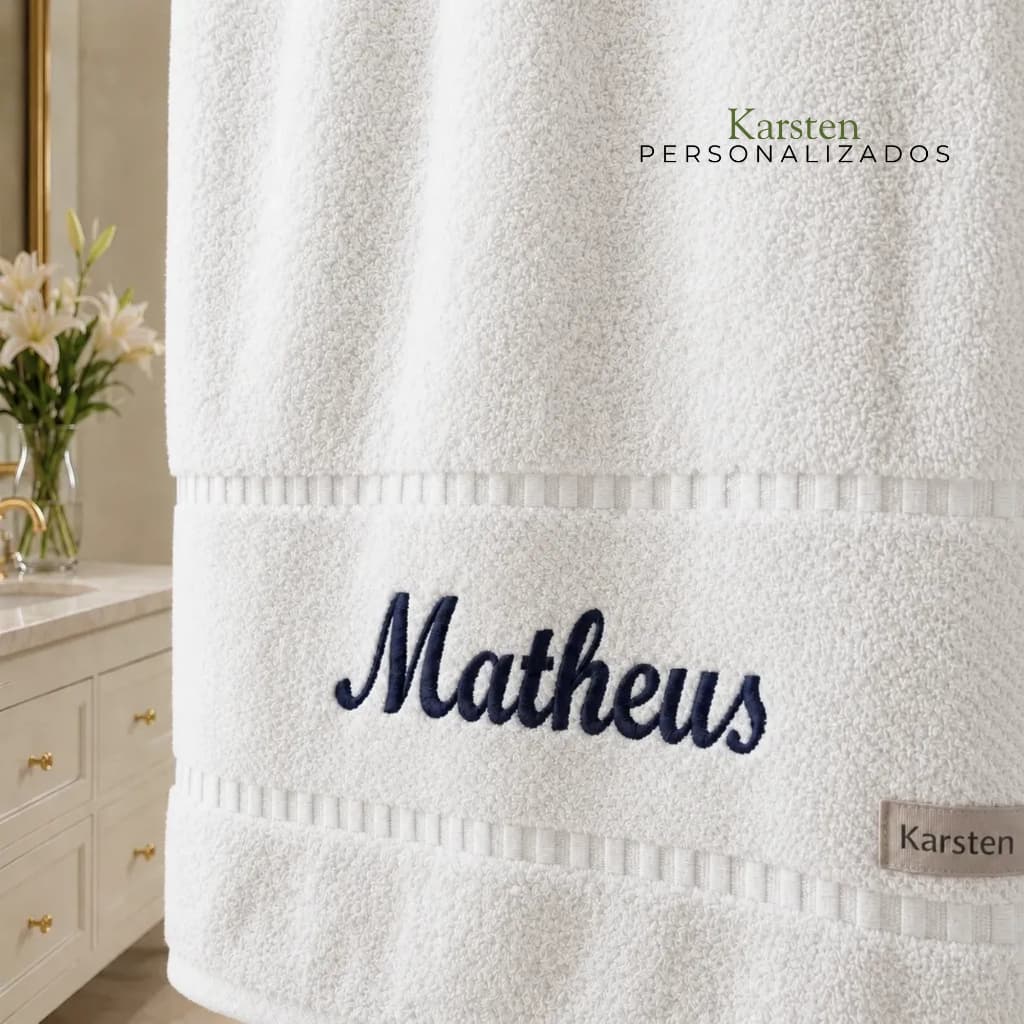 Toalha de Banho Karsten Personalizada Com Nome Bordado Grátis