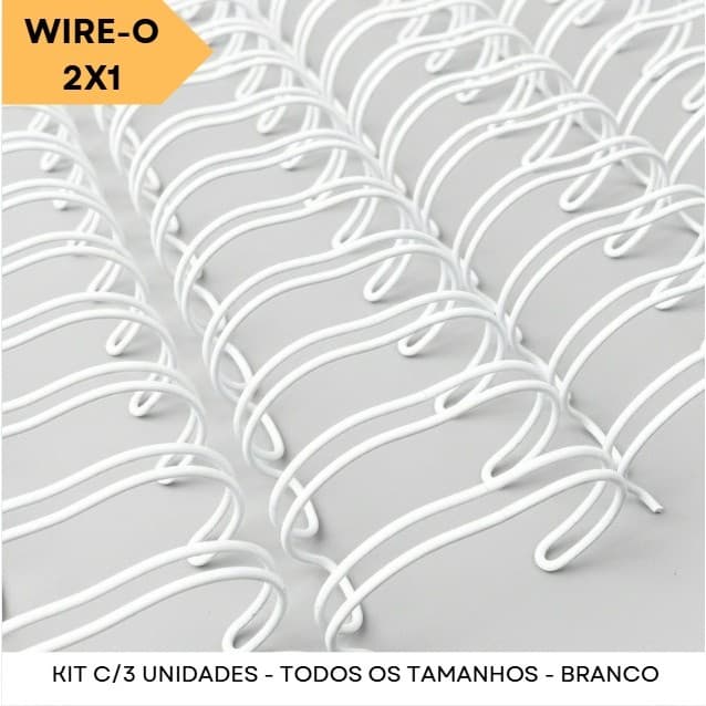 KIT C/03 - Wire-o BRANCO /Garra Duplo Anel A4 passo 2X1
