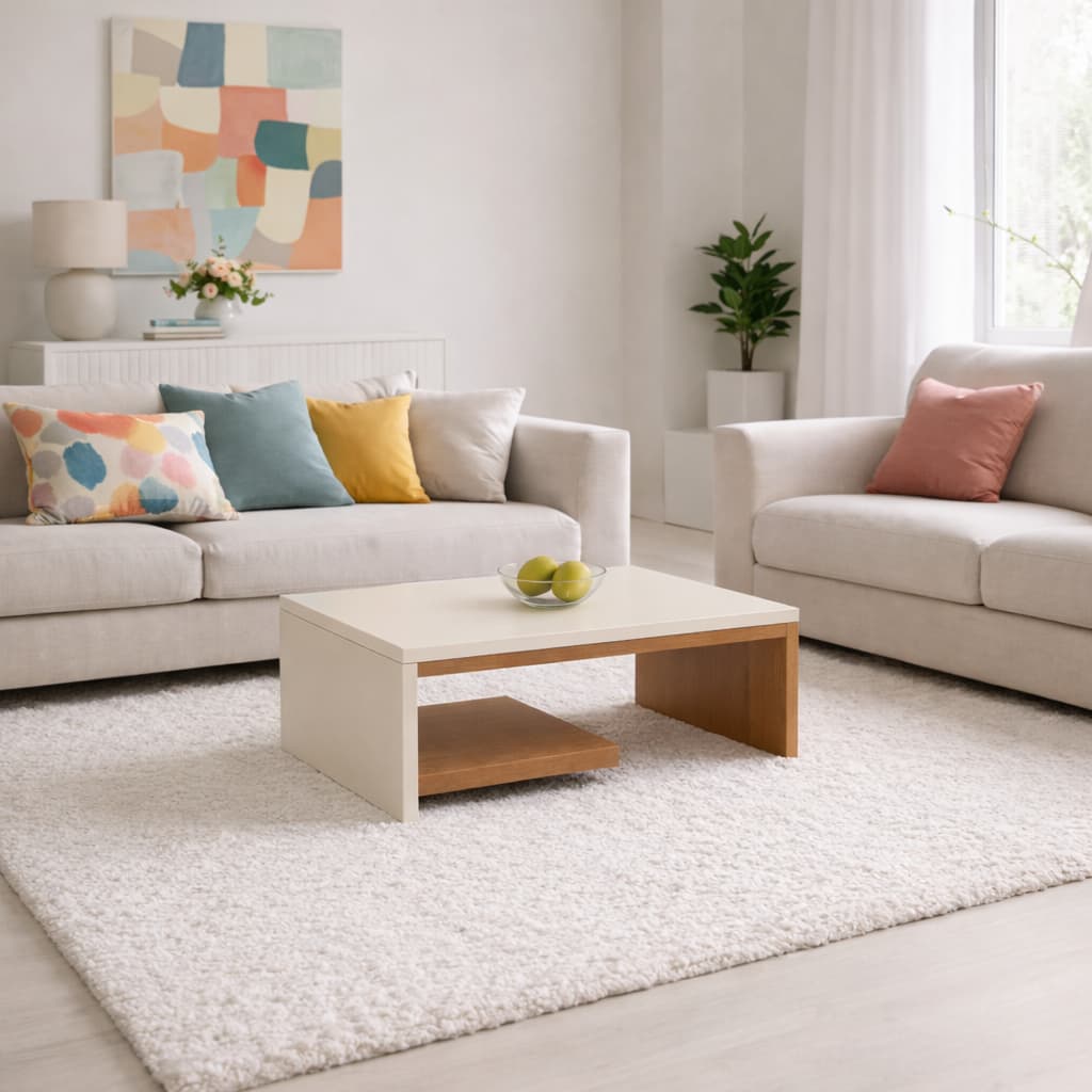 Mesa de Centro Kiara com Revisteiro Prateleira Decorativa Moderna Para Sala de Estar Quarto Luxo