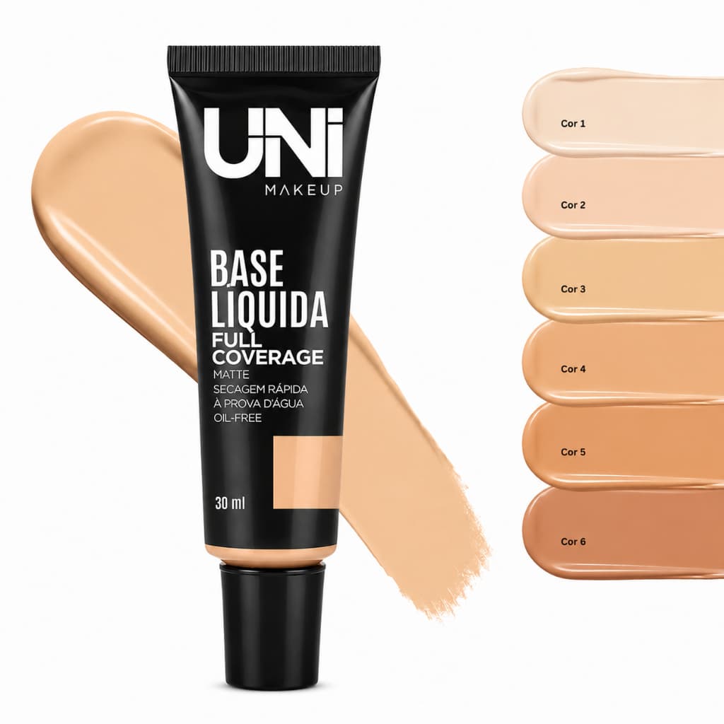 Base Líquida Full Coverage Matte Unimakeup Alta Cobertura Secagem Rápida Longa Duração