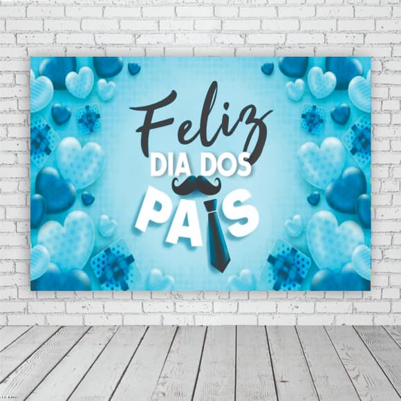 Painel de Festa Retangular Personalizado em Lona Fosca - Feliz Dia dos Pais Gravata