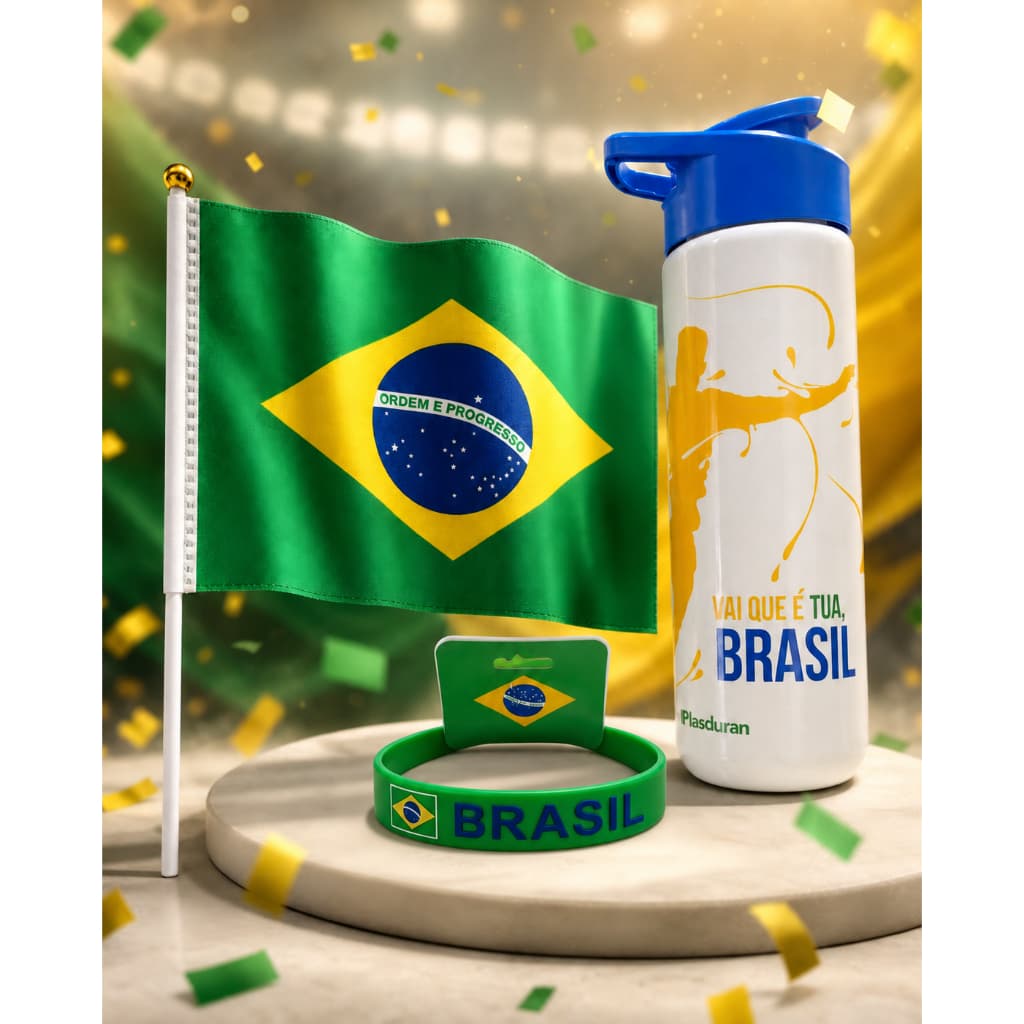 Kit Copa do Mundo Brasil Squezze Brasil 700ml  Acessórios Torcida Pulseira,  Torcedor Garrafa Brasil Copa Do Mundo