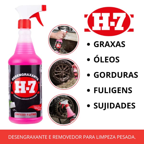H7 Desengraxante Automotivo Multiuso Limpeza Pesada Remove Graxa e Óleo 1 Litro