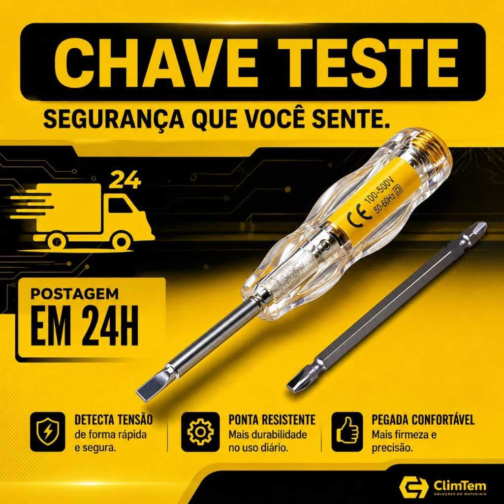 Chave Teste Detectora de Tensão 100-500V Ponta Fenda/Philips Lotus