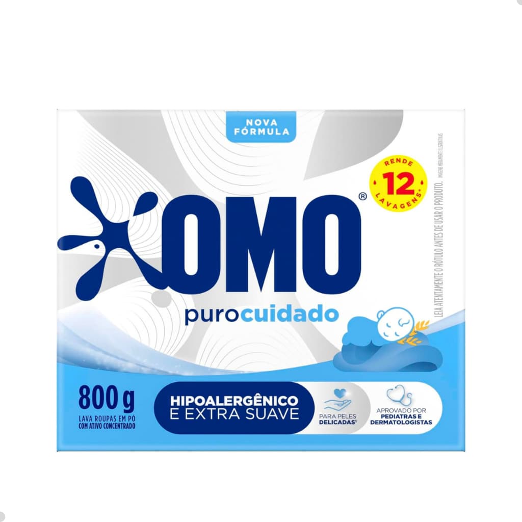 Sabão Em Pó Omo Puro Cuidado 800g Hipoalergênico Extra Suave