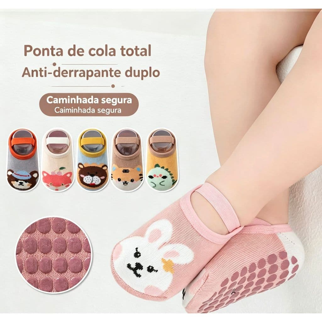 Meia infantil Sapatilha Antiderrapante Infantil e Bebê em Algodão Menina e Meninos Variado Modelos