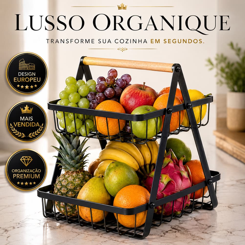 Fruteira Moderna Luxo 2 Andares Metal Premium