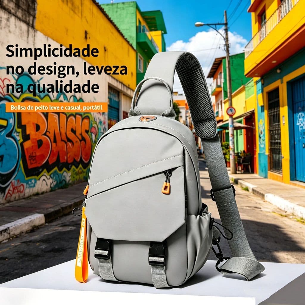 Bolsa de Peito Impermeável com Compartimentos Multiplos para Celular e Acessórios