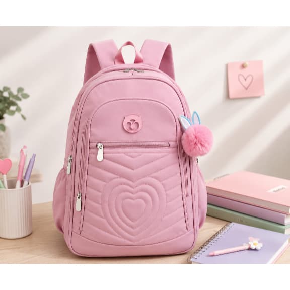 Mochila feminina 15”com PomPom Charmosa, moderna e super prática 2511