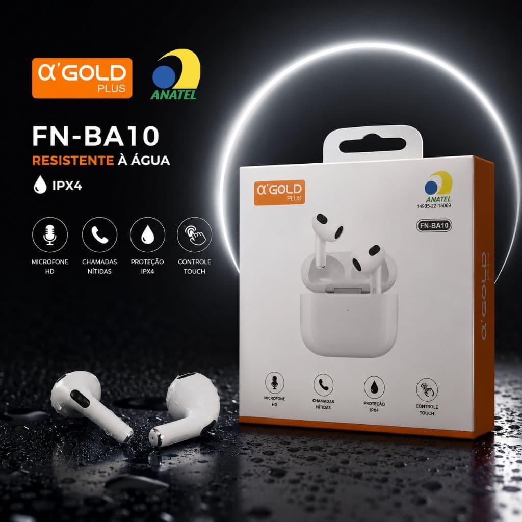 Fone de Ouvido Bluetooth A' Gold FN-BA10 - Conexão 5.4v Bluetooth