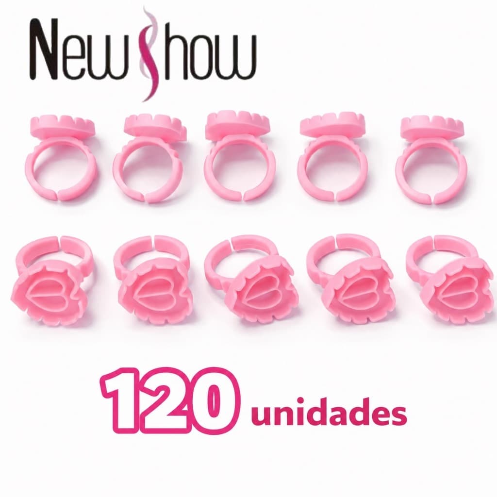 New Show 120Unidades Anel Batoque Coração Descartável Cola Micropigmentação Henna Cílios Sobrancelhas