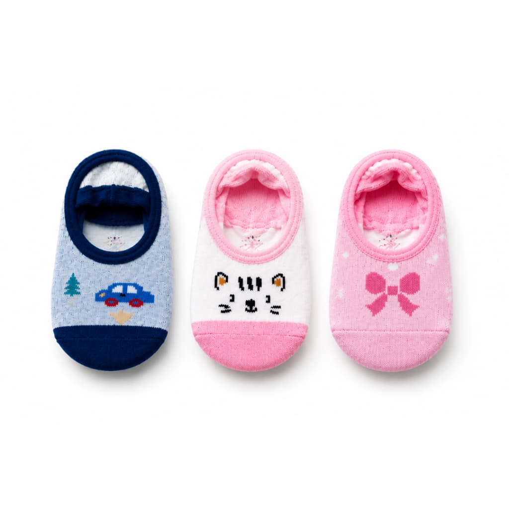 Kit 3 Pares de Meia Sapatilha Infantil Antiderrapante Meninos e Meninas 2 a 10 Anos