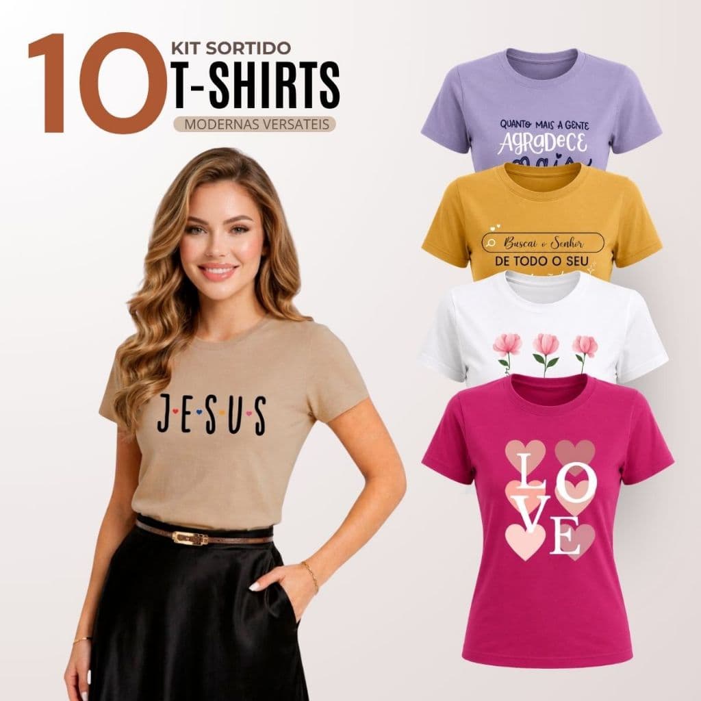 Kit 10 Blusa Feminina T-shirt Baby Look Camiseta Roupas Femininas