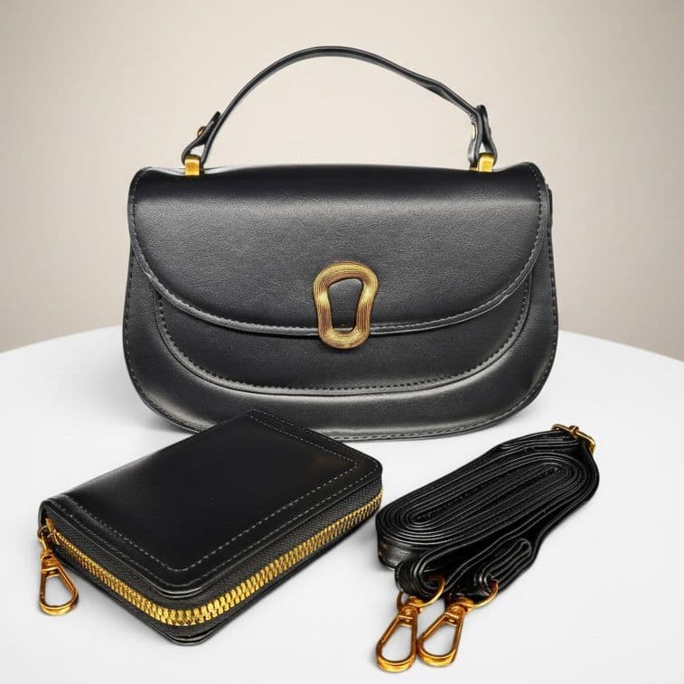 Bolsa Feminina Tiracolo Couro PU Casual Chic com Carteira Elegante
