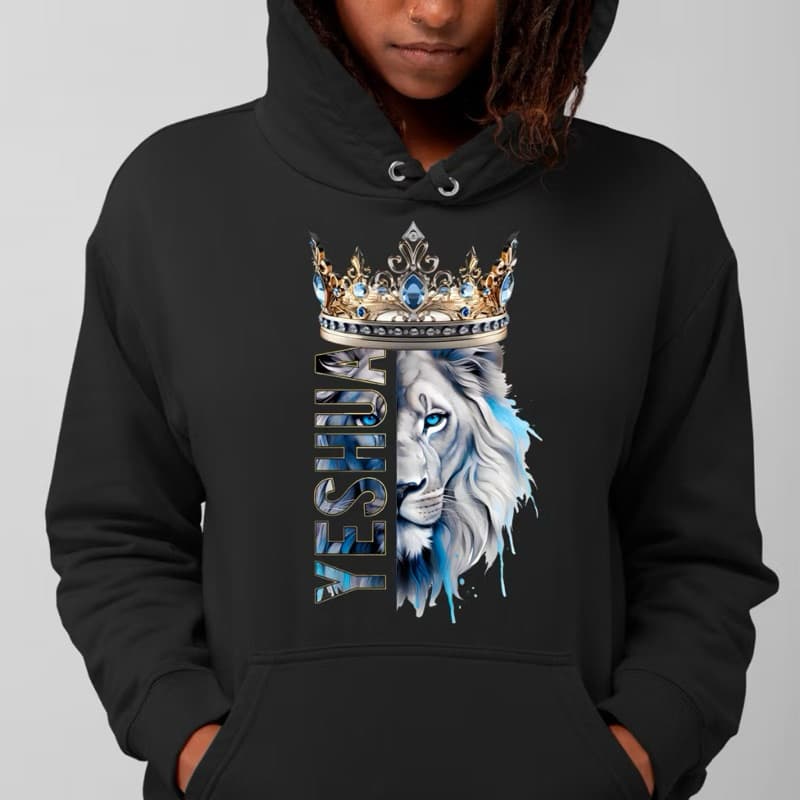 Casaco Moletom Canguru Estampa Leão Yeshua Coroa Blusa Estilosa 100% Algodão Flanelado Cores Top