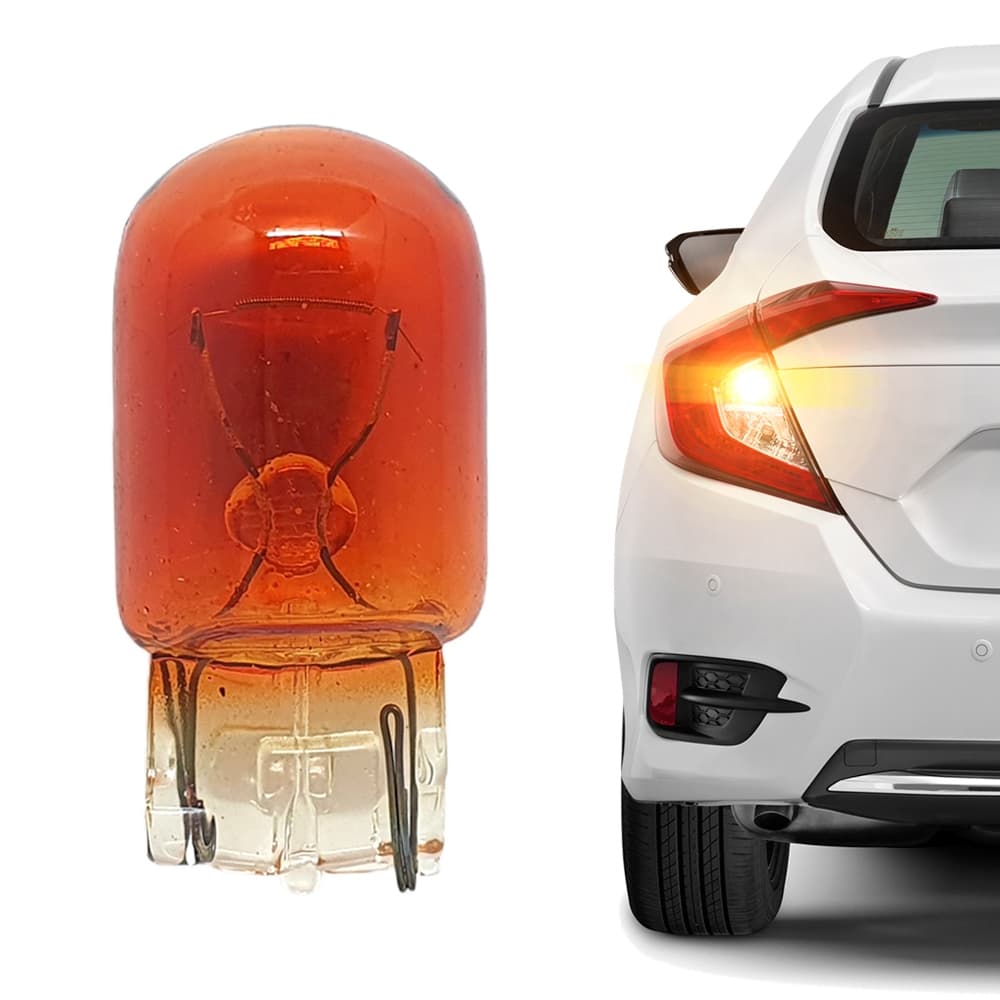 10 Lâmpadas T20 2 Polos 12v 21/5w Pingão W21W Halogena Laranja Âmbar Freio Lanterna Luz de Presença Meia Luz