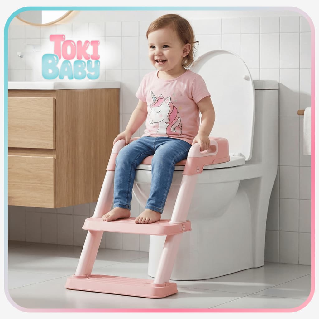 Assento Redutor Infantil Escada para Vaso Sanitário Antiderrapante com Segurança e Confortável para Desfralde Toki Baby