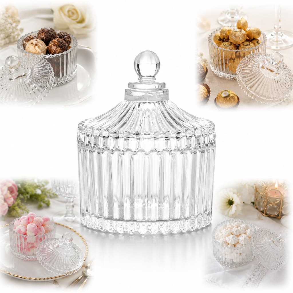 kit 20 Mini Potiche De Vidro Para Doces Velas E Decoração 9cm