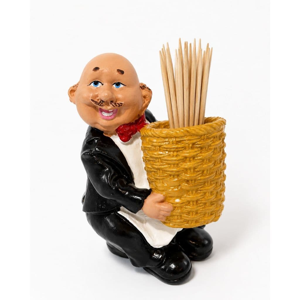 Garçom paliteiro, porta palitos, decoração cozinha, enfeite de mesa