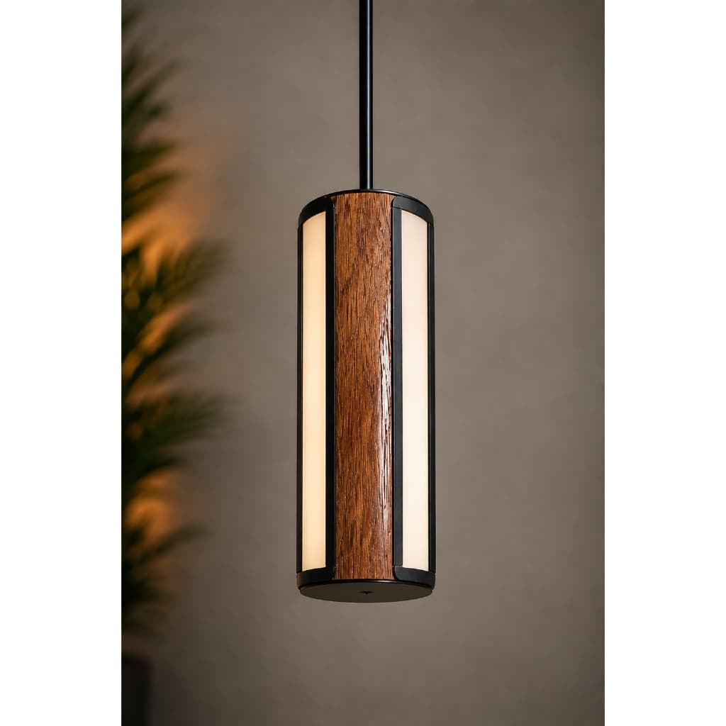 Luminária Moderna Pendente LED 18w Madeira Demolição Redondo Sala Cozinha Decoração Gourmet Bivolt