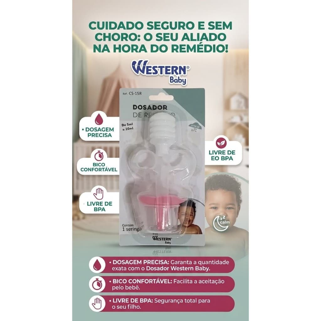 Dosador de Remedio 5 a 20 ml Bico silicone e livre de BPA