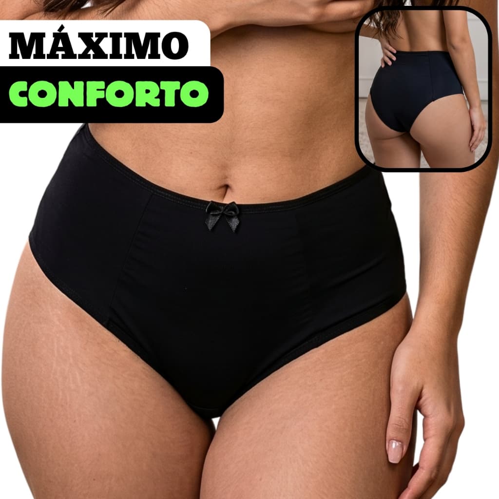 Kit 5 Cinta Modeladora Feminina Pala Dupla Calcinha Cintura Alta Lisa Calcinha Cós Alto Segura Barriga