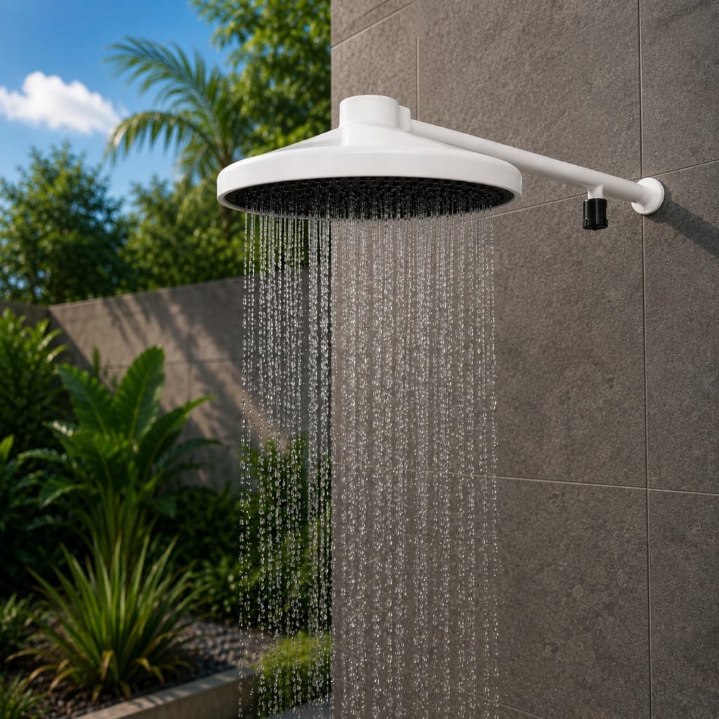 Chuveiro Ducha Fria Cascata 9" Com Registro Piscina Jardins Áreas Externas