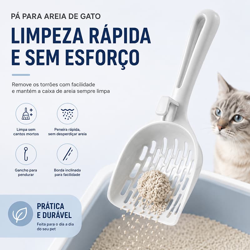 Pá Coletora de Areia para Gatos, Ferramenta Prática para Limpeza do Banheiro do Seu Pet