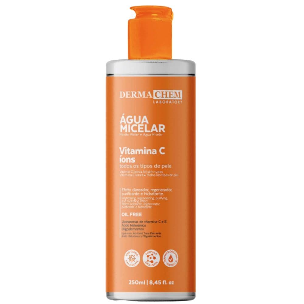 Água Micelar Dermachem Vitamina C 250ml - Efeito Clareador e Regenerador, Oil Free