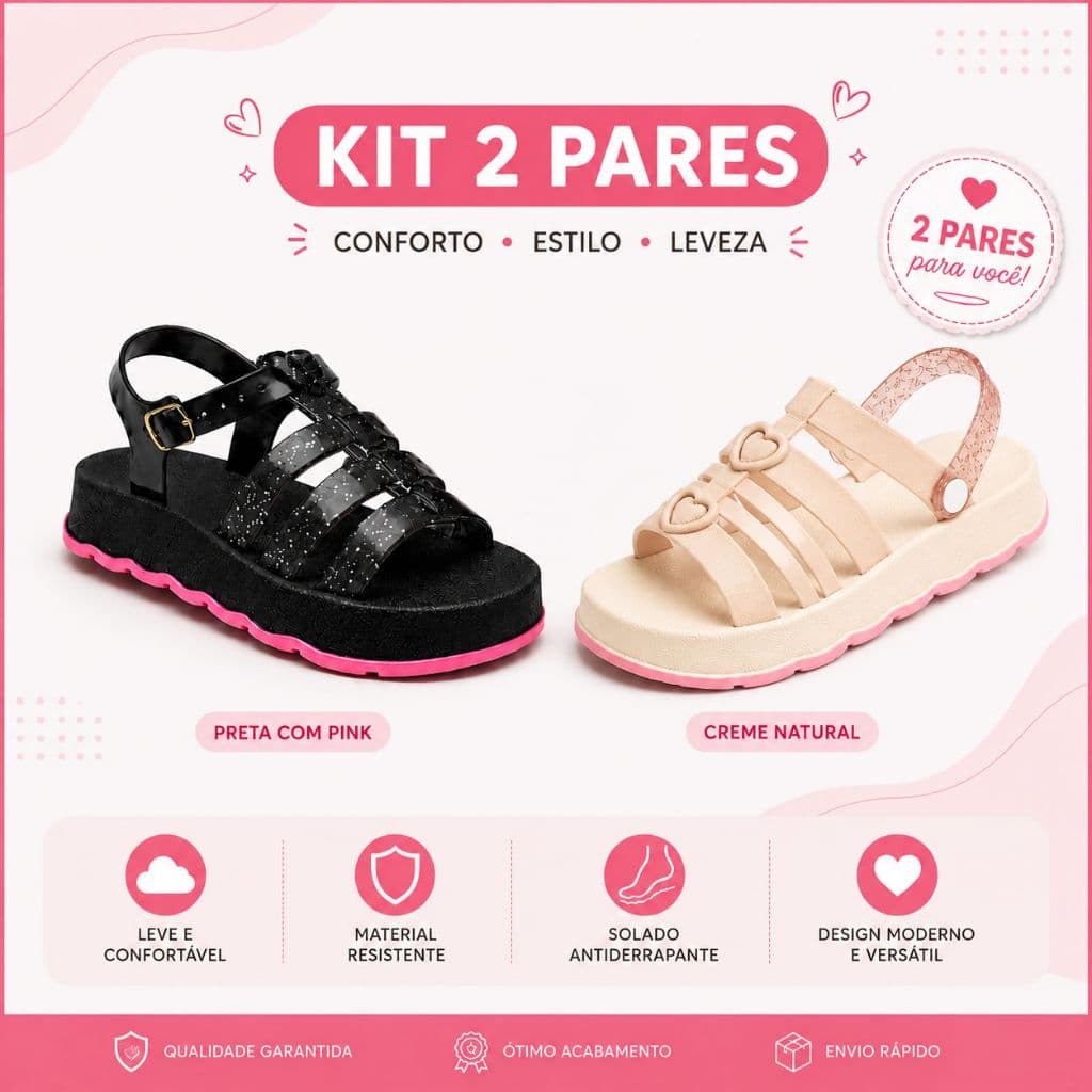 KIT 2 PARES SANDALIA virginia LULU+ZIP JUVENIL LANÇAMENTO calçado de criança MENINA 2026 promoçao