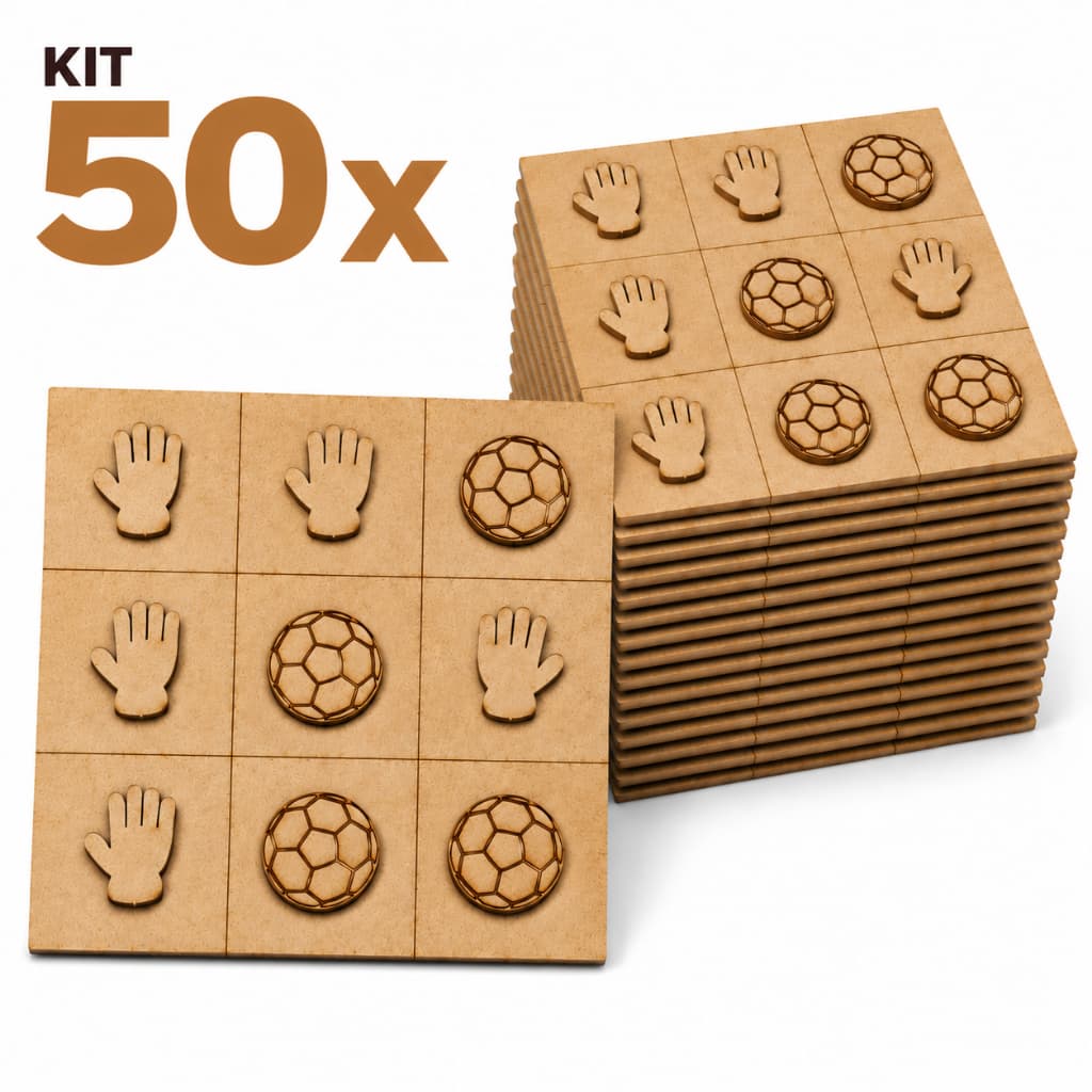 Jogo da Velha Futebol para Crianças Kit 50 Unidades Tabuleiro Educativo 14,5x10cm