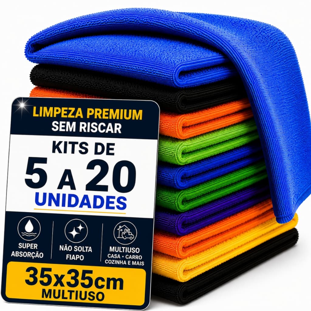 Pano Microfibra Premium 35x35cm - Neves - Multiuso - Pia - Limpeza Geral - Cozinha - Multicores