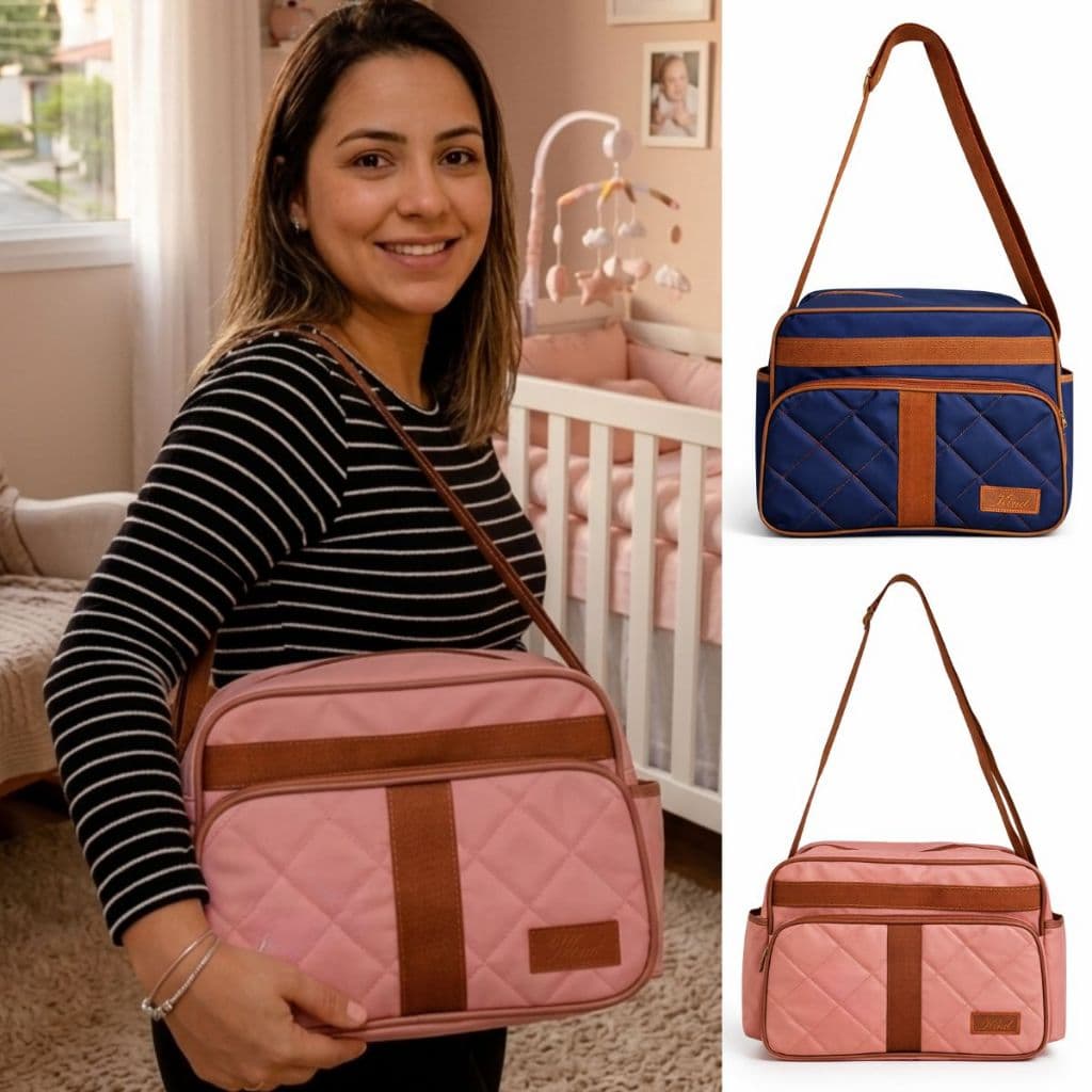 Bolsa Frasqueira Bebê Menino Menina Transversal Saída Maternidade Impermeável Infantil Mãe e Bebê