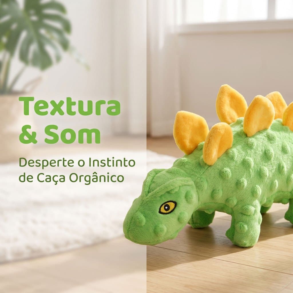 Brinquedo Pelúcia c/ Apito | Dinossauro Estegossauro Espinhos | Material Texturizado