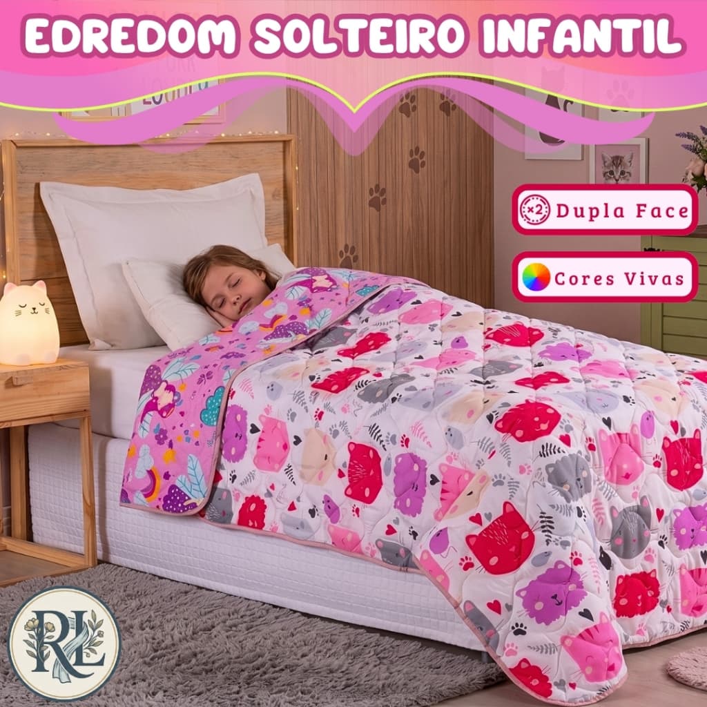 Edredom Solteiro Kids Dupla Face