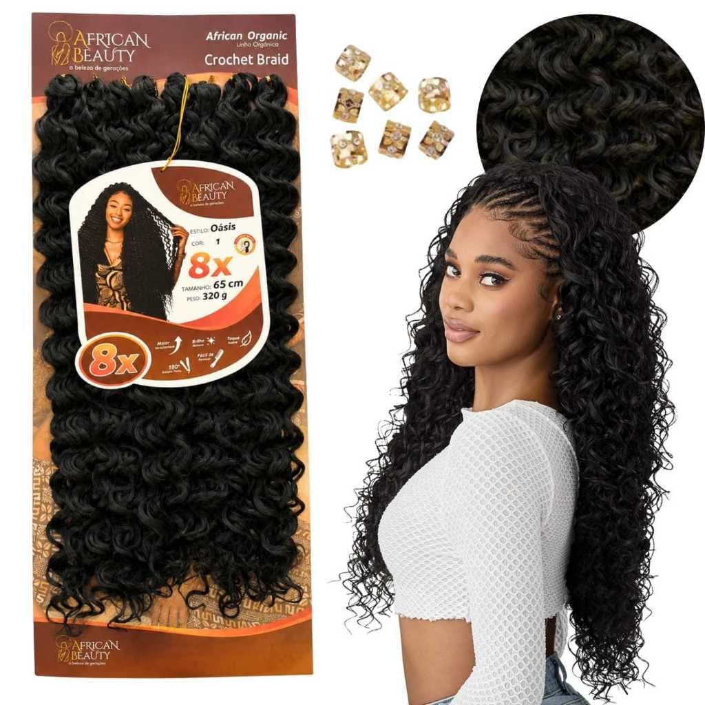 Cabelo Crochet braid Cacheado Fio a Fio Organico 65cm Tranças Gypsy African Beauty