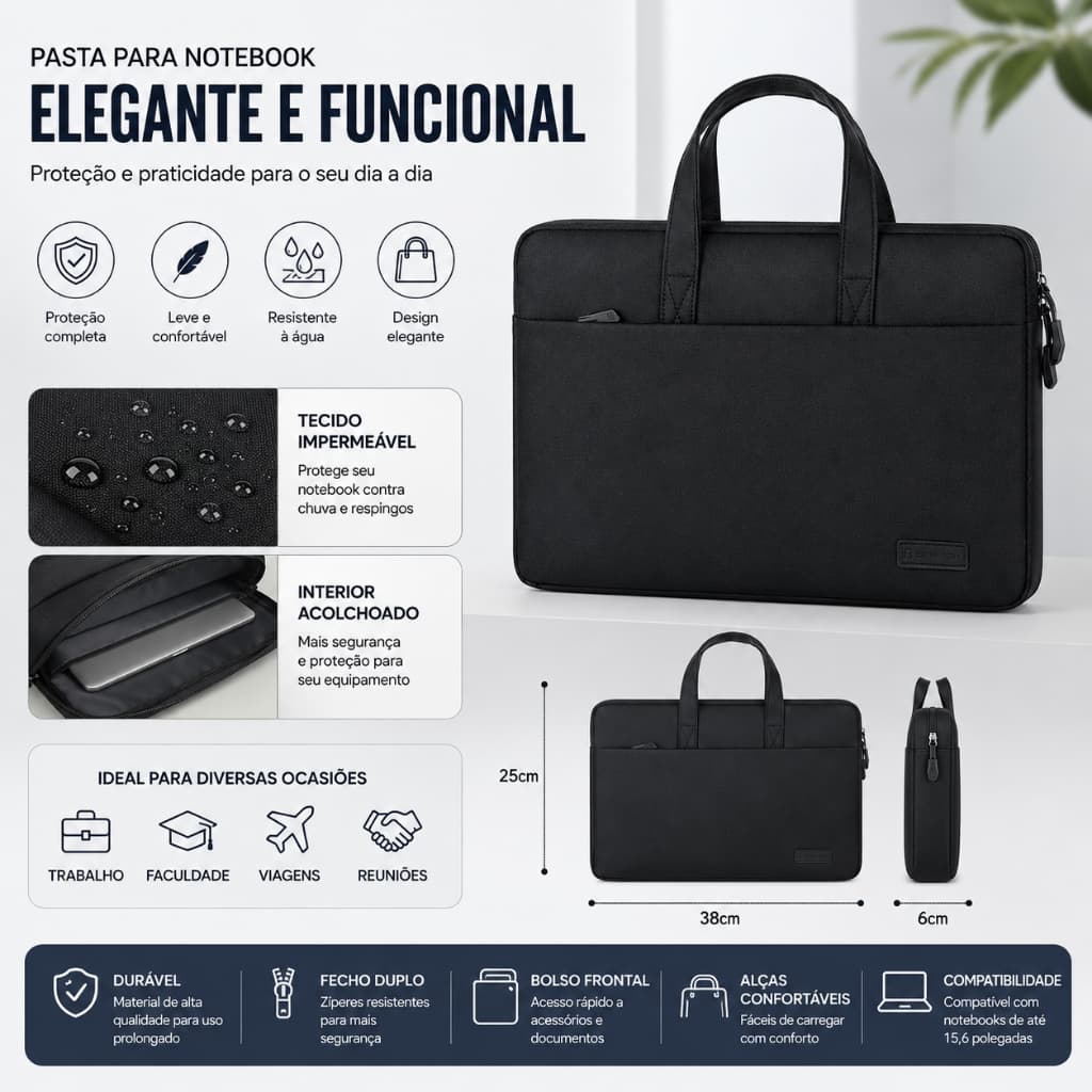 Pasta para notebook Tablet de ombro e mão para Viajar Unissex Impermeável Multifuncional