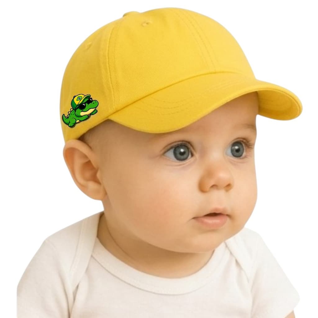 Boné Infantil Brasil Torcida Baby Personagem Jacaré Copa Do Mundo Confortável Regulável 03 a 12 meses