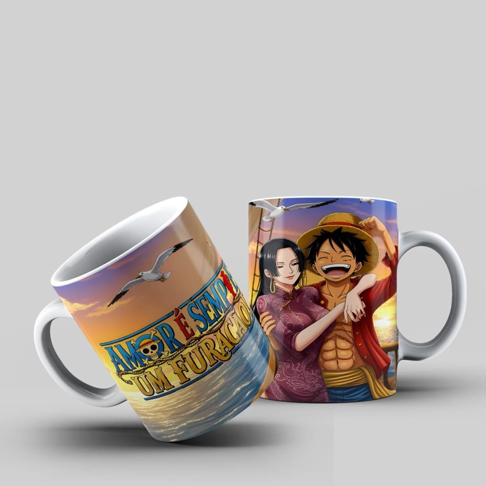 Caneca One Piece Luffy Boa Hancock Amor Furacao Presente