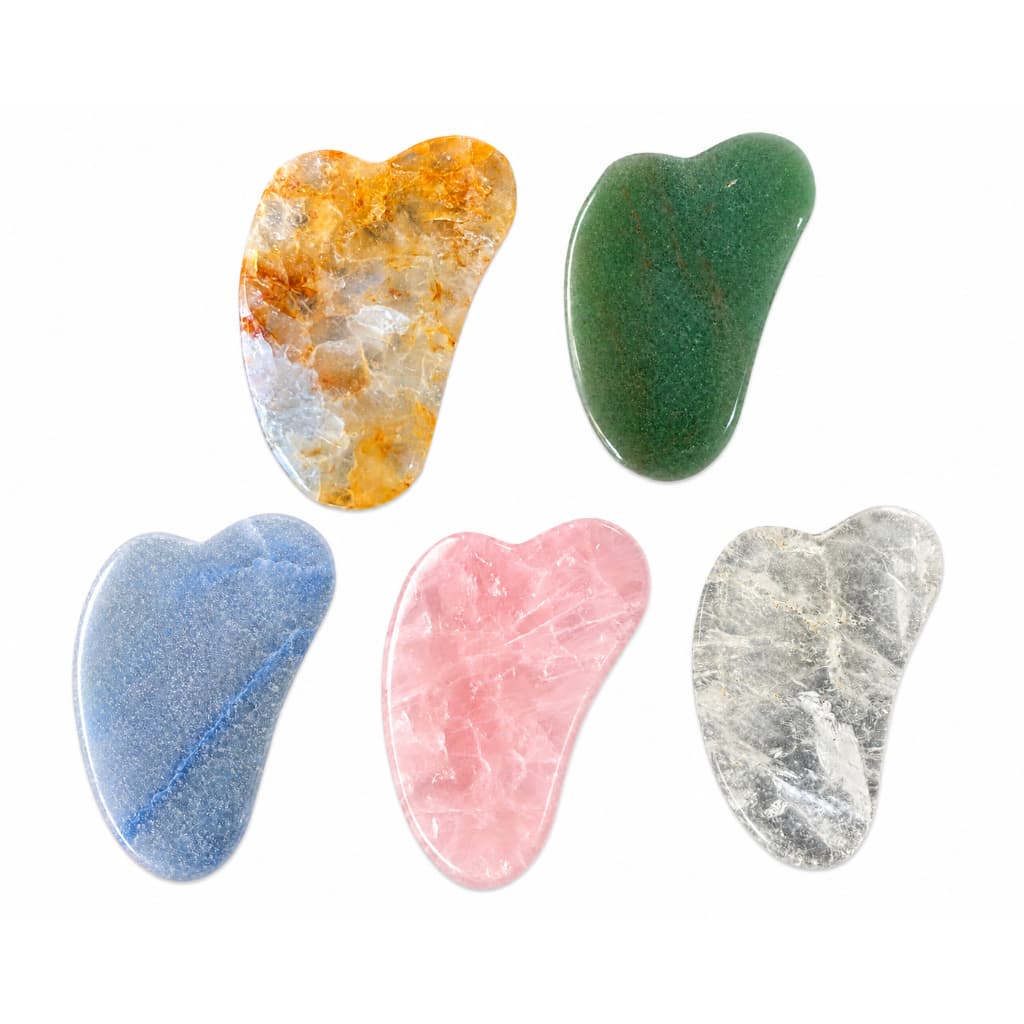 Massageador Facial Gua Sha Pedra Natural para Cuidados com a Pele Energia