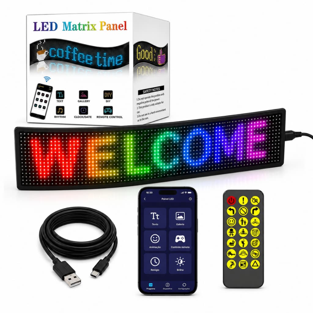 Painel Led Flexível Vitrine Carro Caminhão Letreiro Digital
