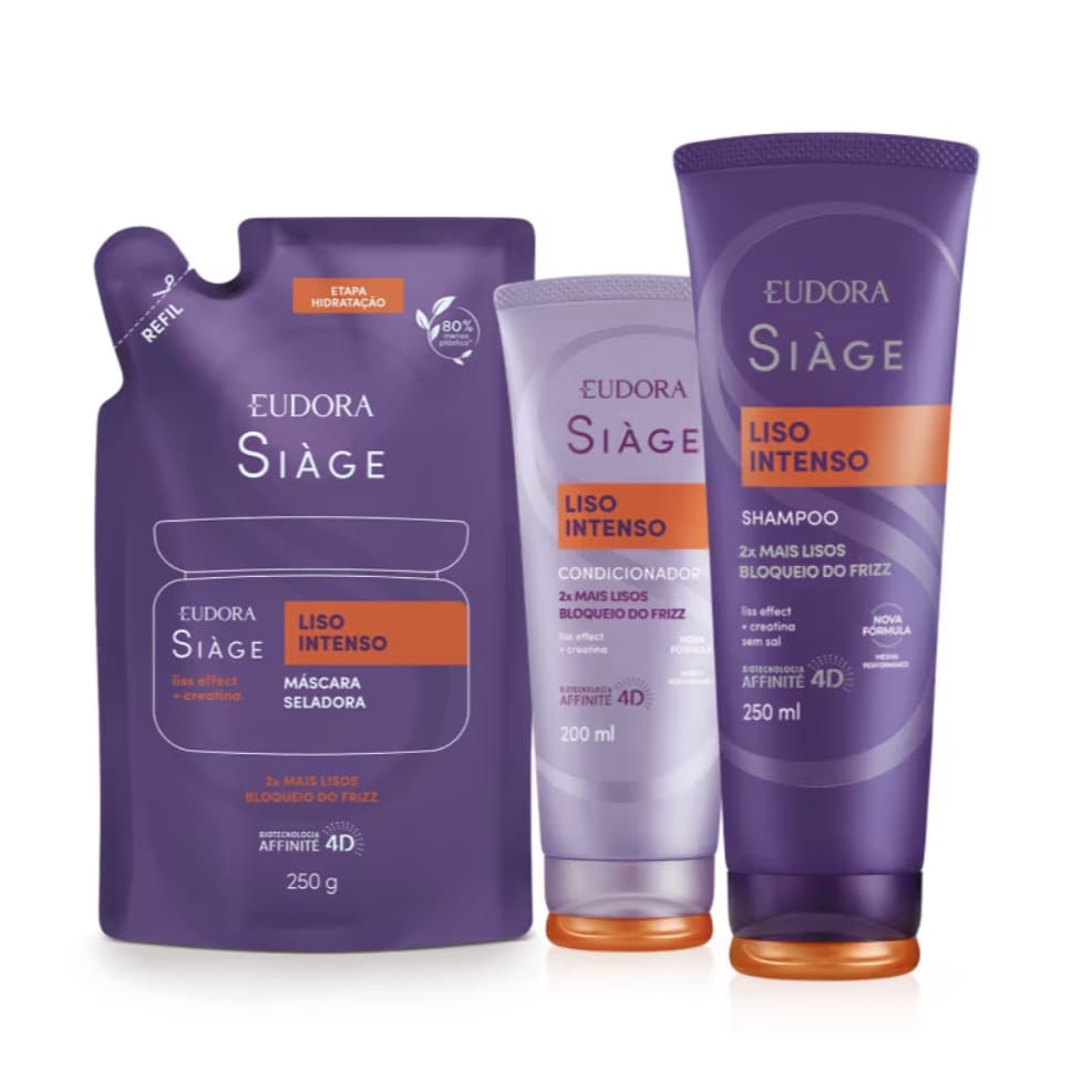 Combo Siàge Liso Intenso: Shampoo + Refil Máscara + Condicionador