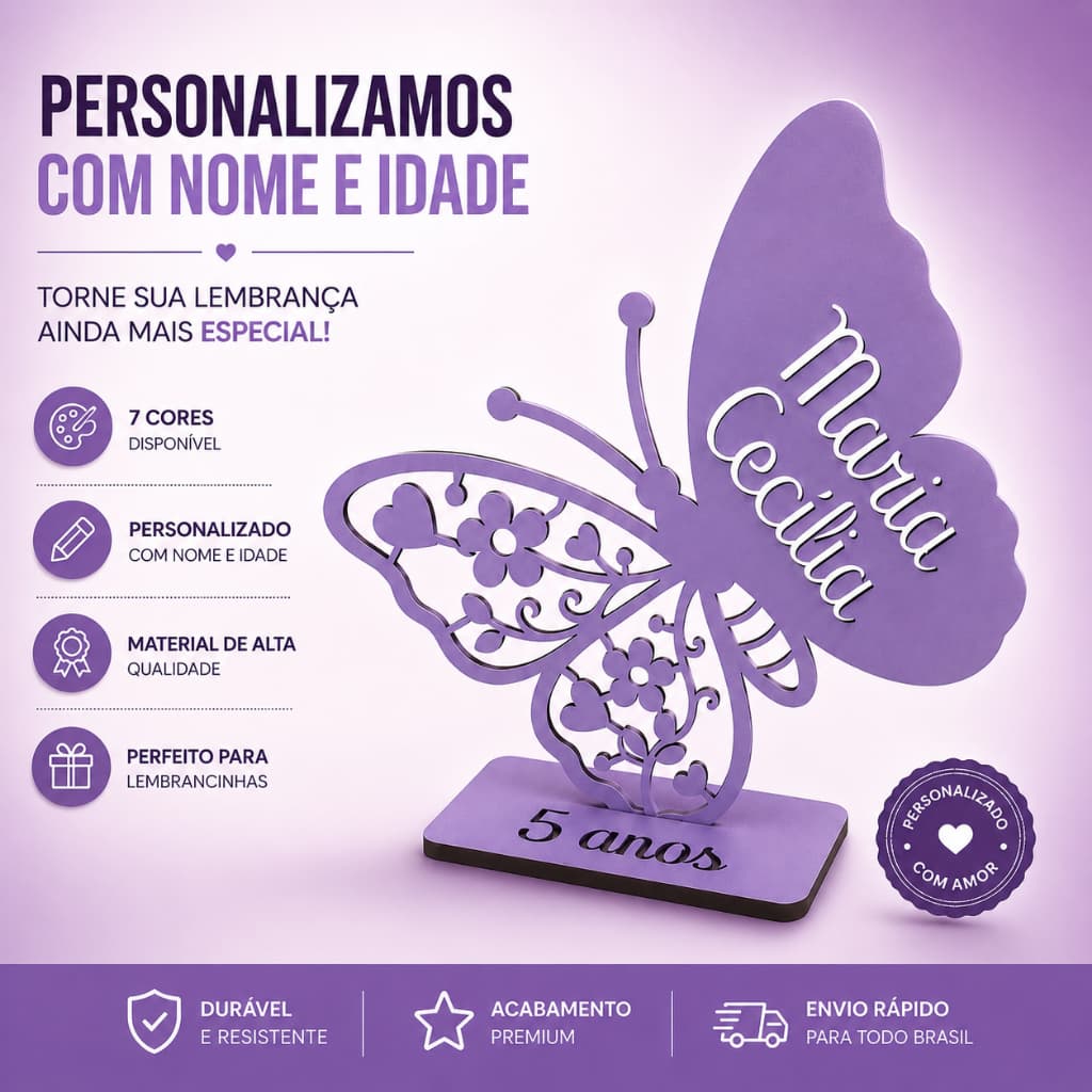 Kit Com 15 Centros de Mesa MDF De Borboleta Personalizado